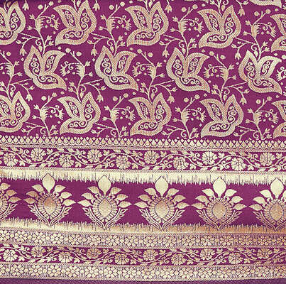 Purple Gold Woven Banarasi Silk Saree