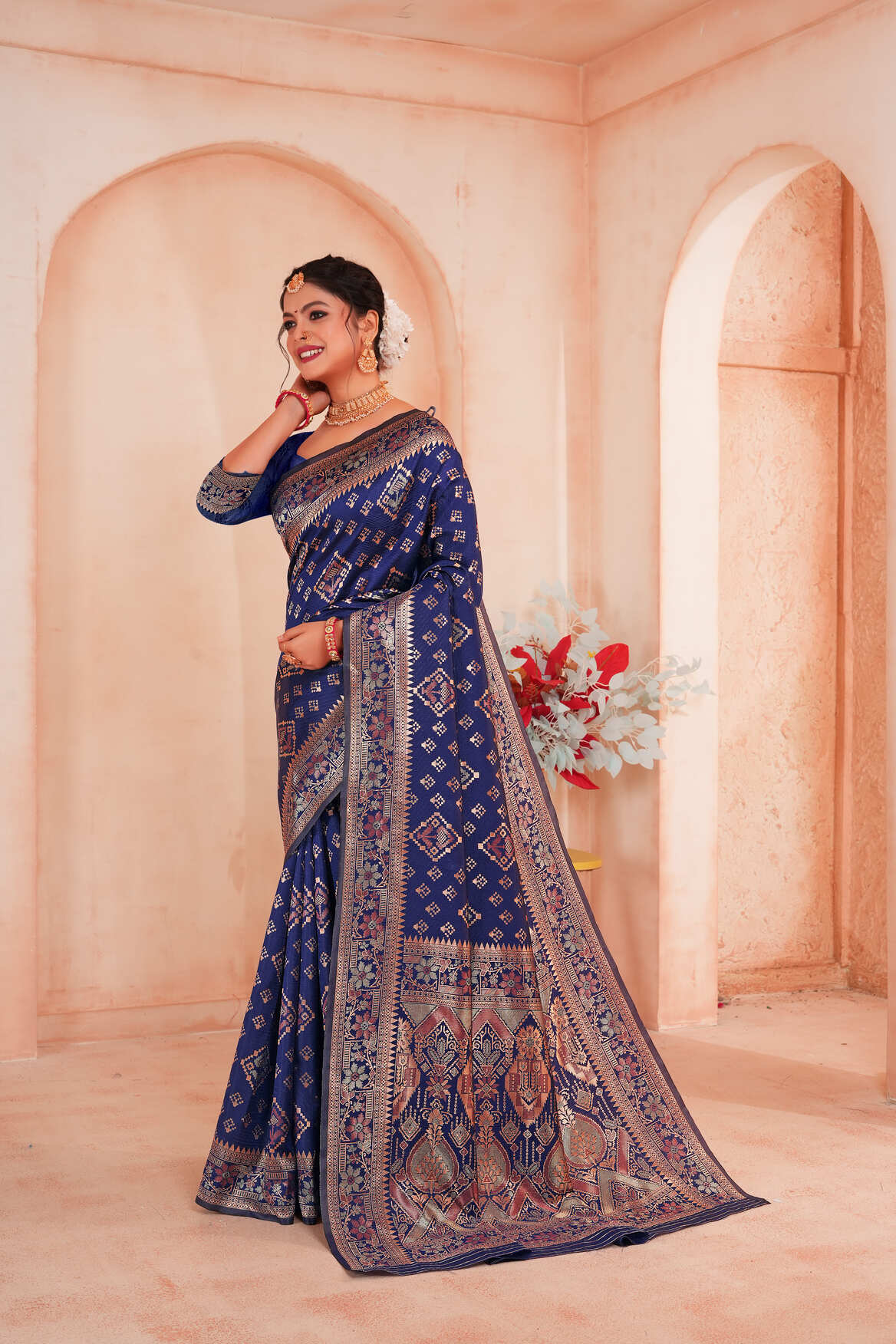 Royal Blue Woven Patola Style Banarasi Silk Saree
