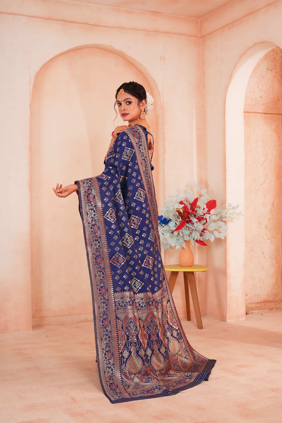 Royal Blue Woven Patola Style Banarasi Silk Saree