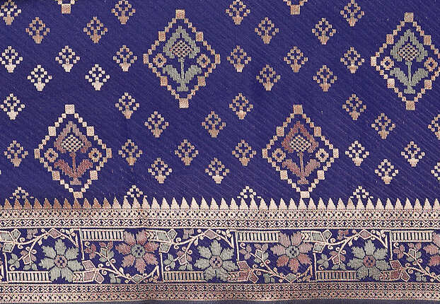 Royal Blue Woven Patola Style Banarasi Silk Saree