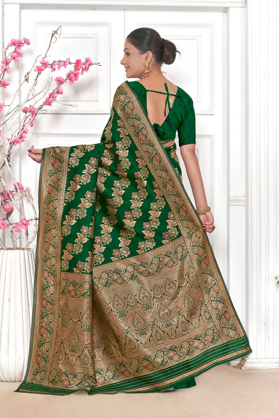 Green Banarasi Silk Saree