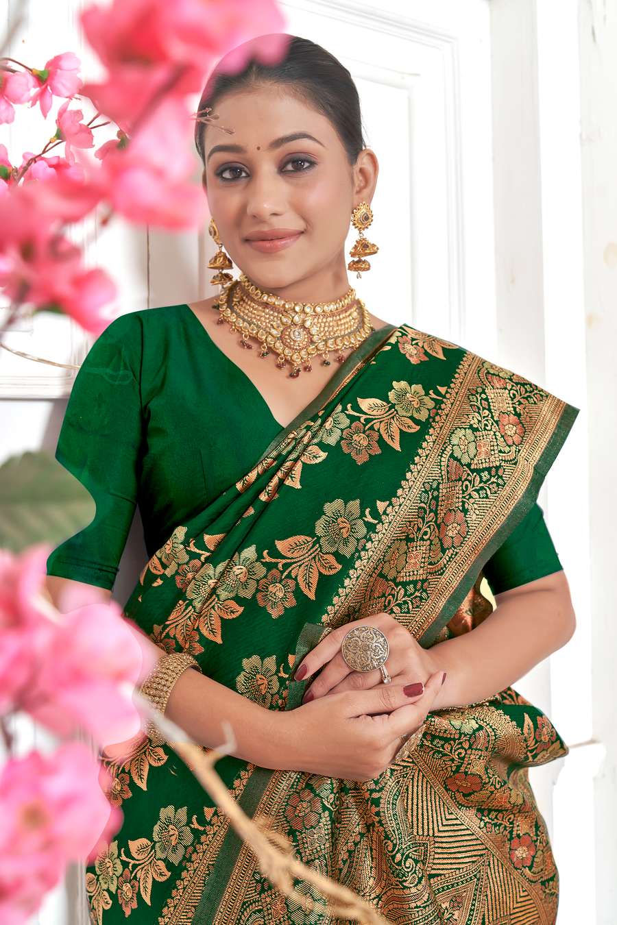 Green Banarasi Silk Saree