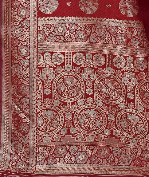 Maroon Woven Banarasi Silk Saree