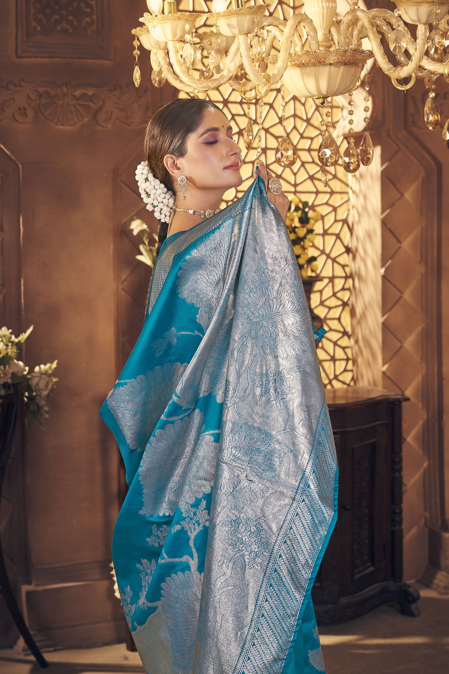 Blue Woven Banarasi Silk Saree
