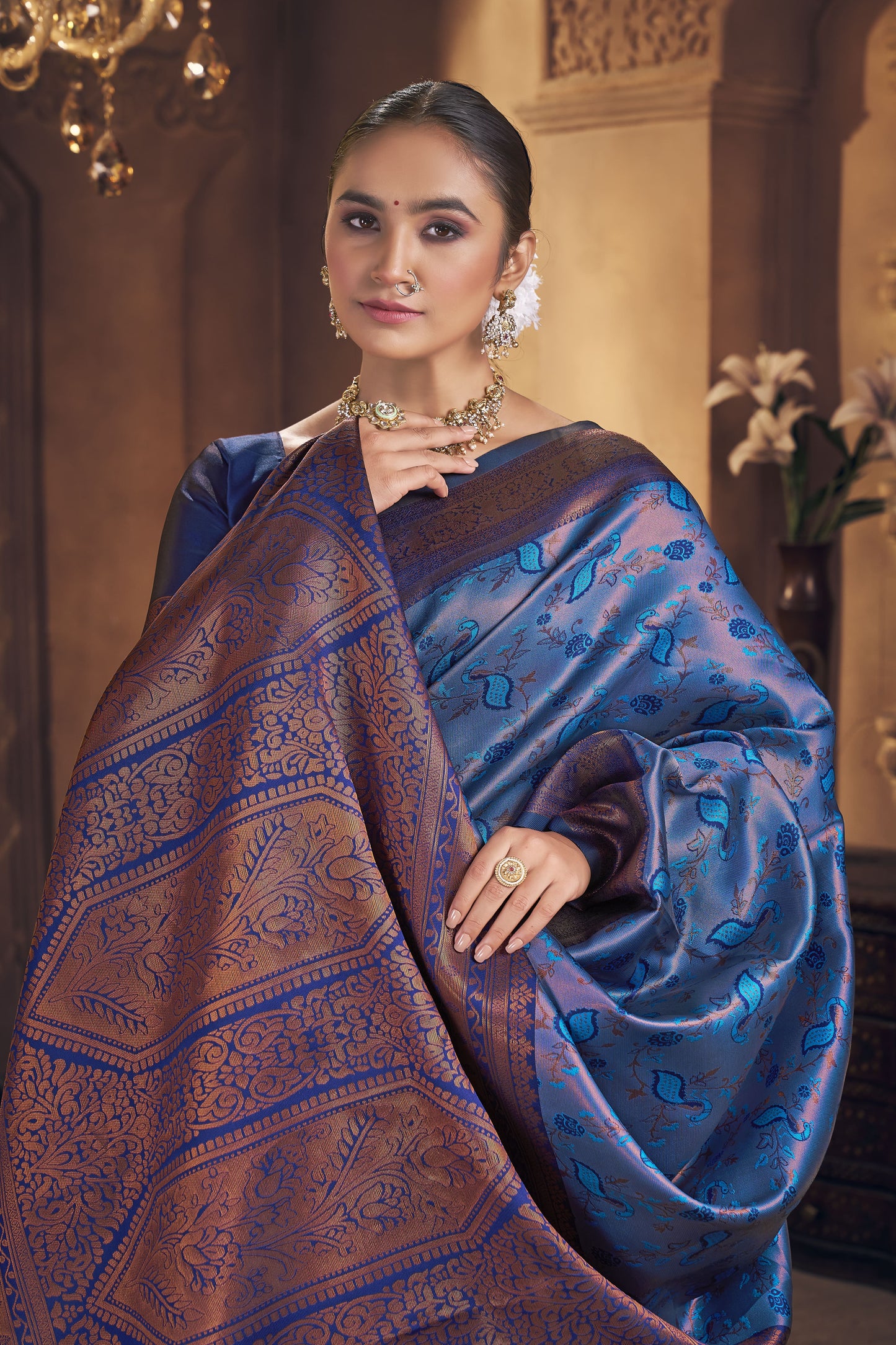 Royal Blue Woven Banarasi Silk Saree