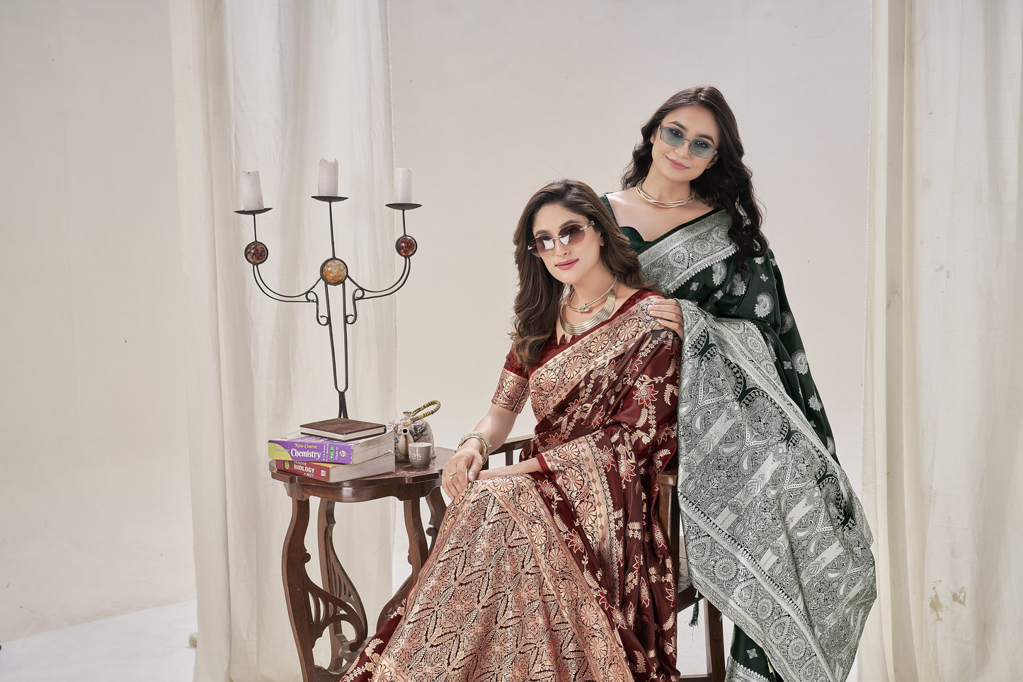 Maroon Woven Satin Silk Saree