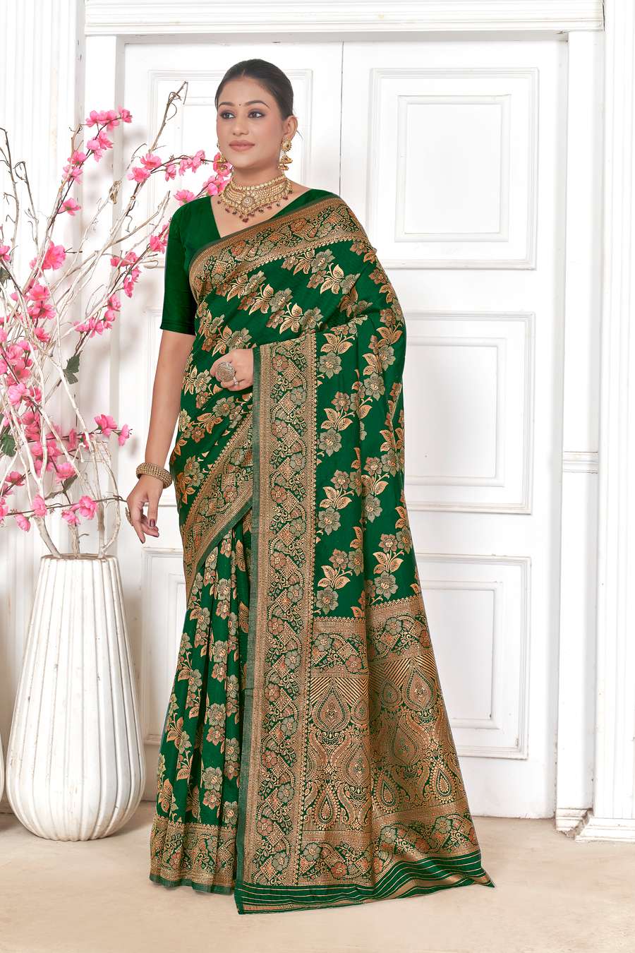 Green Banarasi Silk Saree