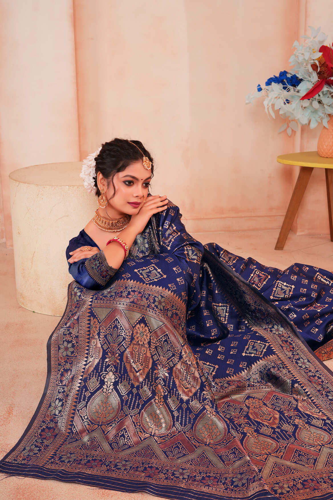Royal Blue Woven Patola Style Banarasi Silk Saree