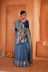 Midnight Blue Woven Patola Style Banarasi Silk Saree