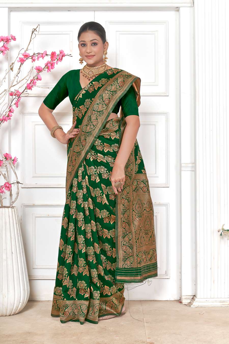 Green Banarasi Silk Saree