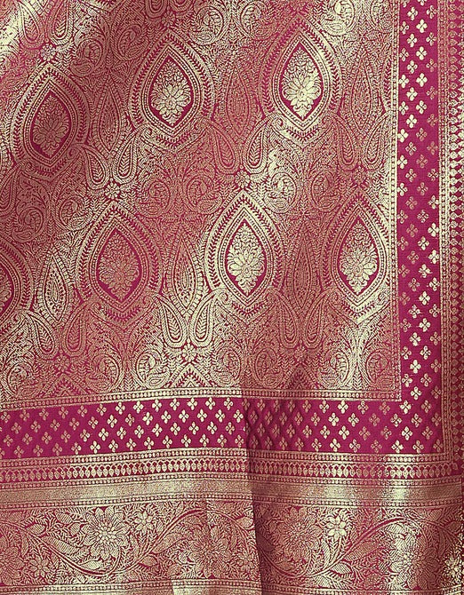 Magenta Pink Woven Banarasi Silk Saree