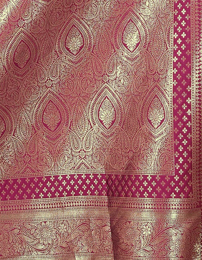 Magenta Pink Woven Banarasi Silk Saree