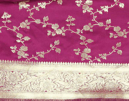 Magenta Pink Woven Banarasi Silk Saree