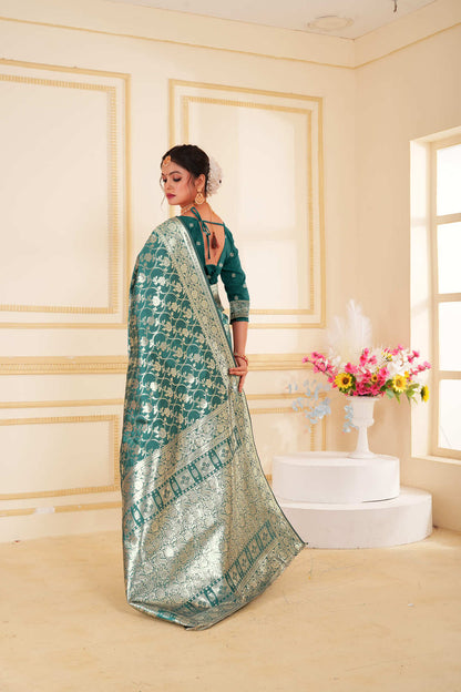 Emerald Green Woven Banarasi Silk Saree