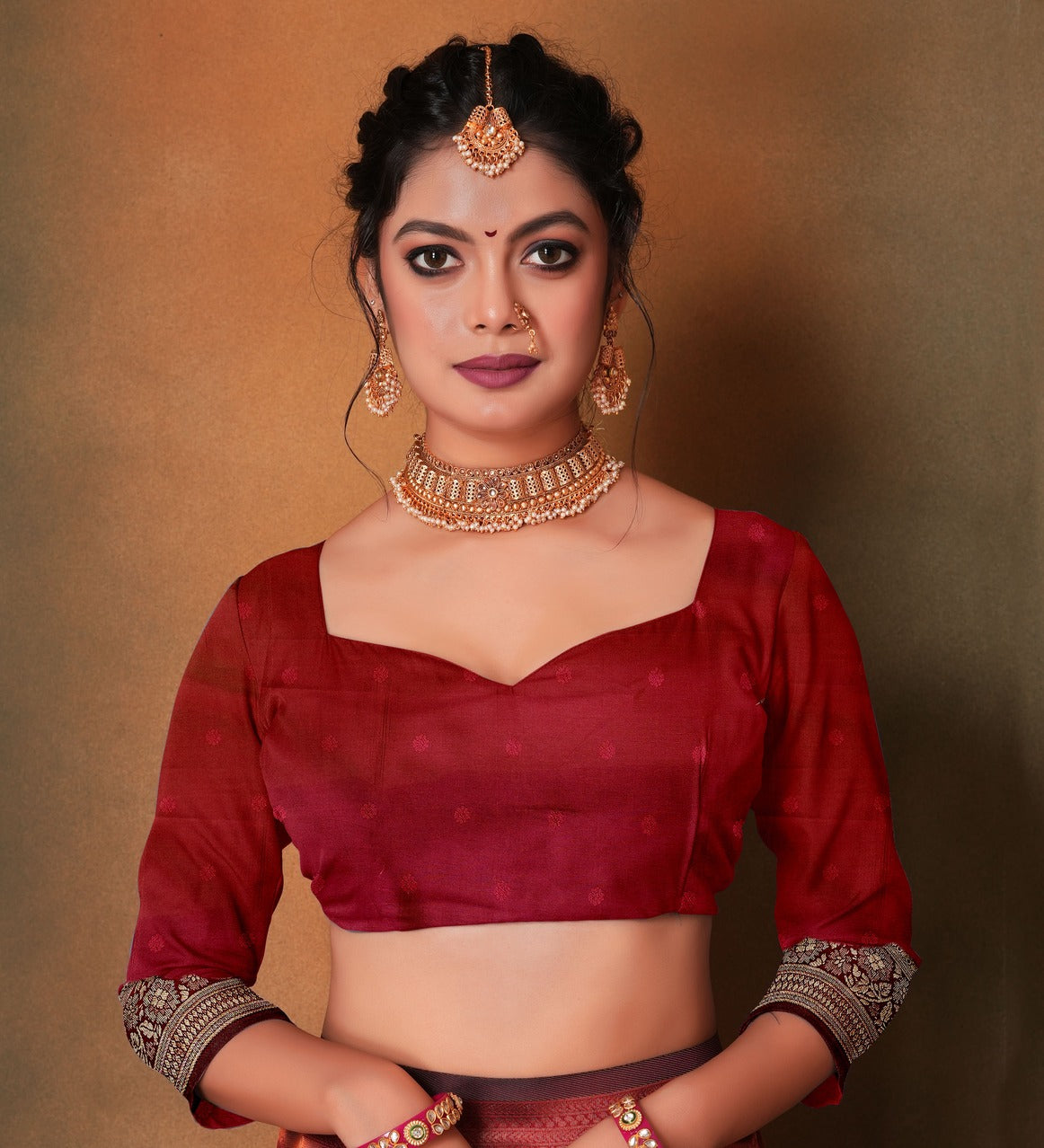 Maroon Woven Banarasi Silk Saree