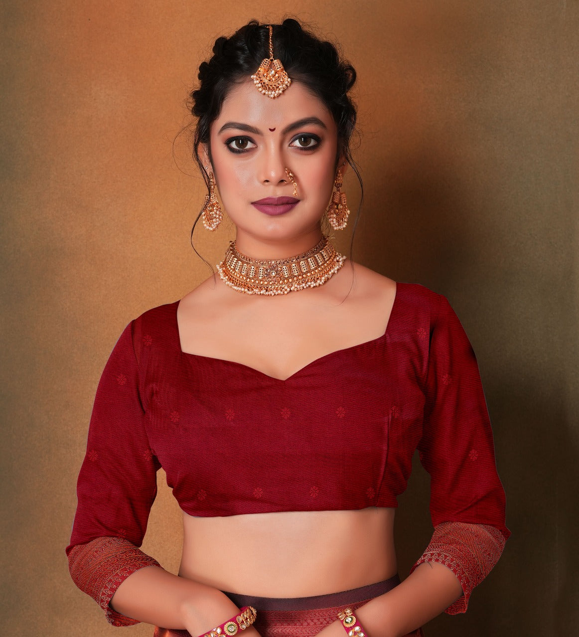 Rust Orange Woven Kanjivaram Silk Saree