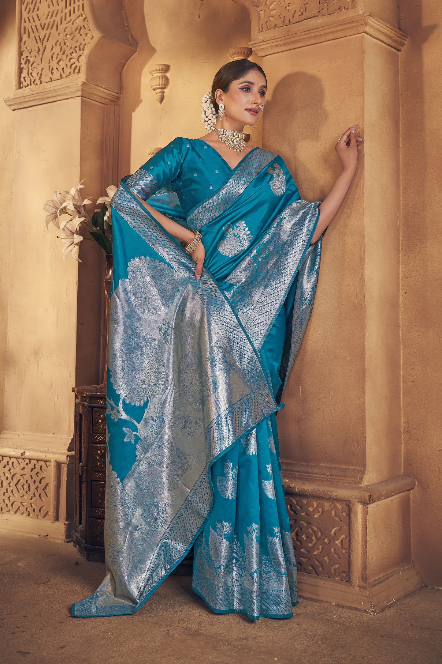 Blue Woven Banarasi Silk Saree