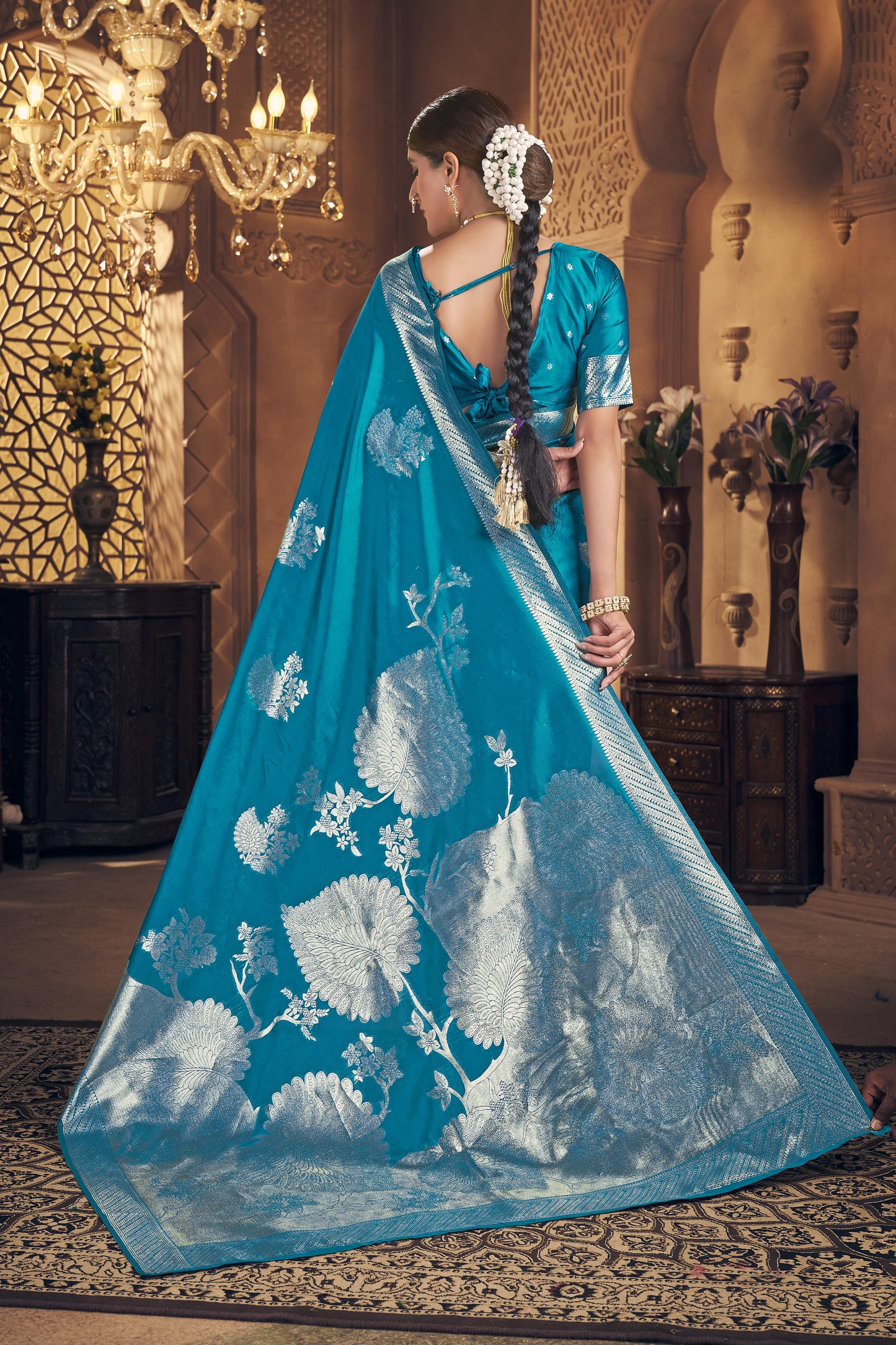 Blue Woven Banarasi Silk Saree