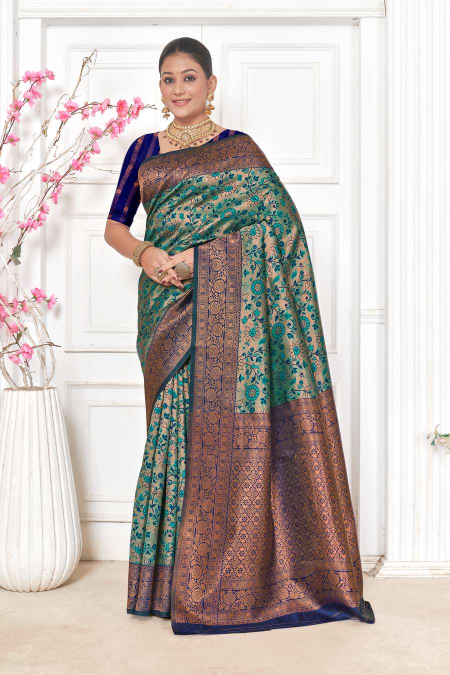 Emerald Green Kanjivaram Silk Saree