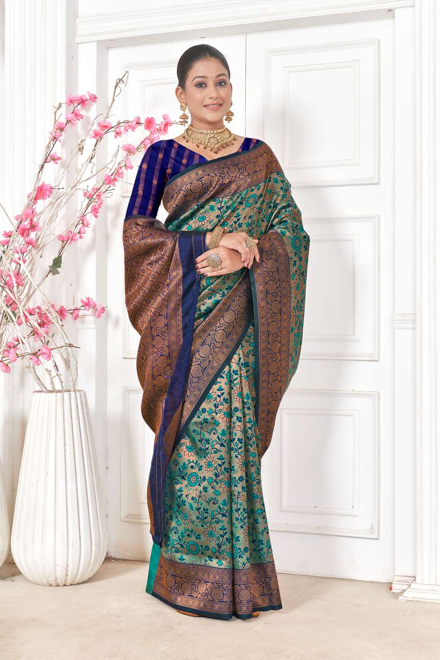 Emerald Green Kanjivaram Silk Saree