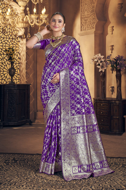Majestic Violet Banarasi Silk Saree