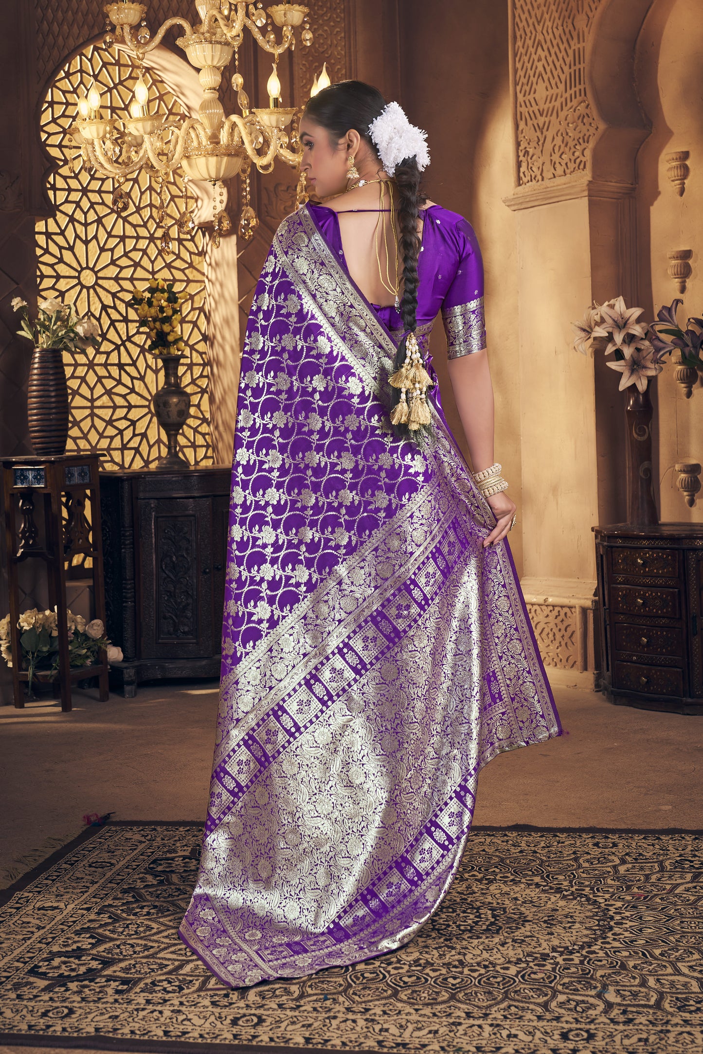 Majestic Violet Banarasi Silk Saree