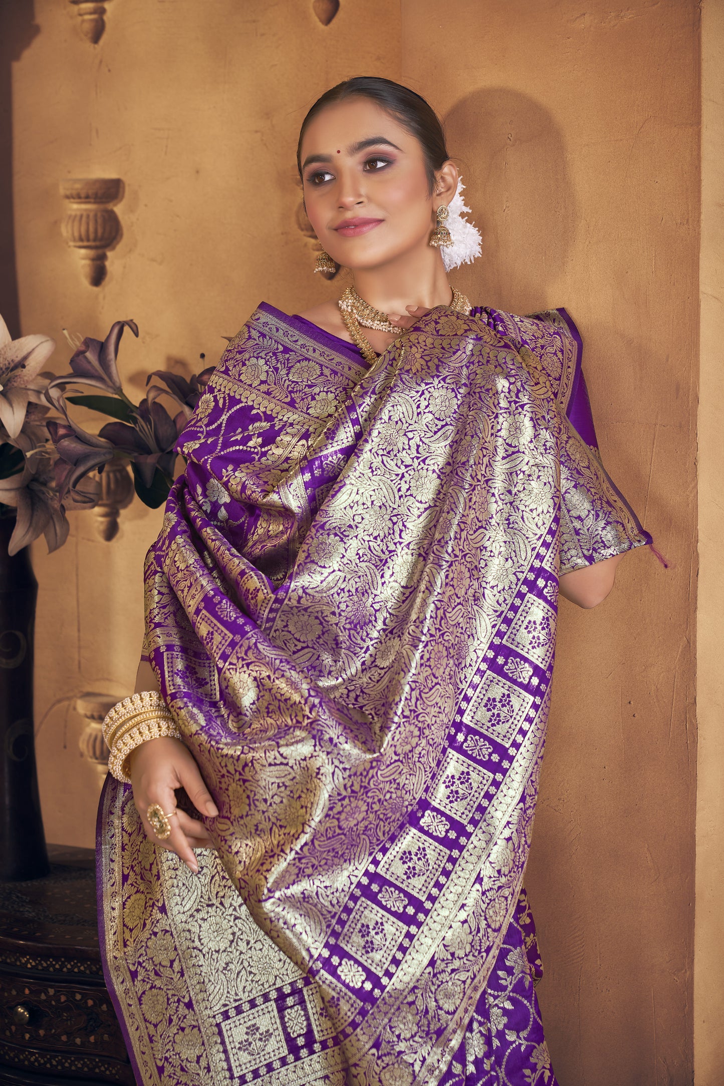 Majestic Violet Banarasi Silk Saree