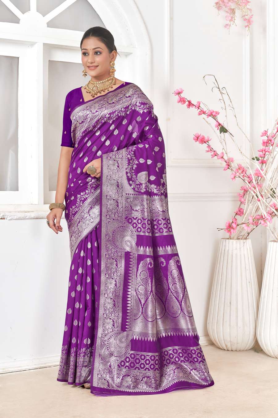 Purple Banarasi Silk Saree