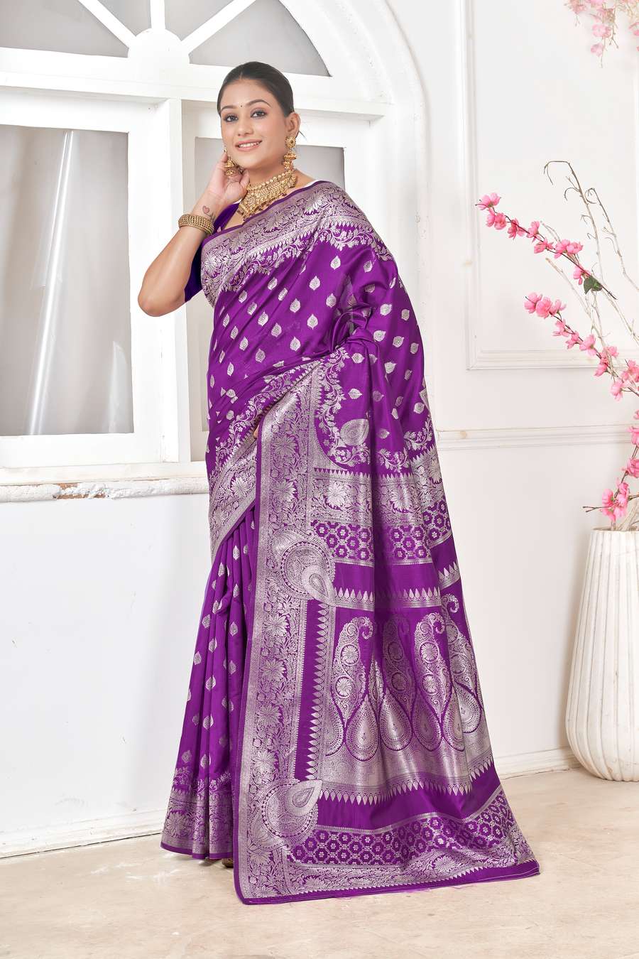 Purple Banarasi Silk Saree