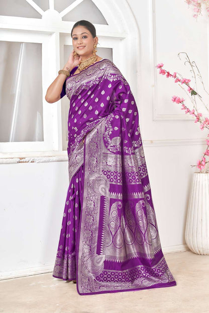 Purple Banarasi Silk Saree