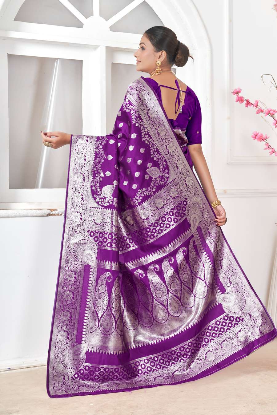 Purple Banarasi Silk Saree