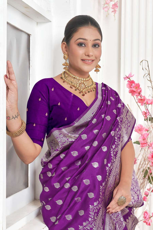 Purple Banarasi Silk Saree